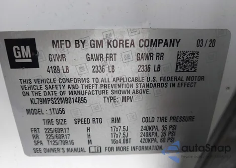 2021 Chevrolet Trailblazer Fwd Lt from USA, damaged, VIN KL79MPS22MB014895